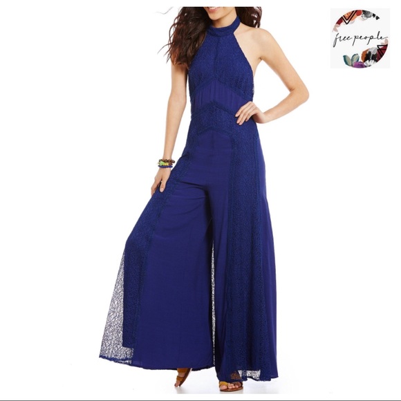 Free People Pants - FREE PEOPLE HALTER MOCK NECK KNIT TRIM JUMPSUIT